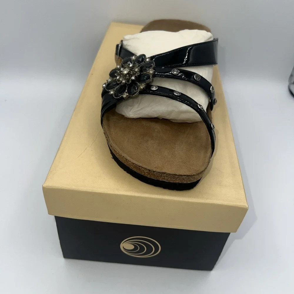 New Eurowellness balance sandal, womens size 9 /40  Gweneth Black leather‎